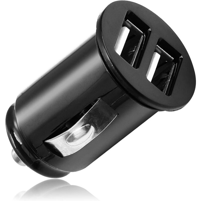 Schwarzes 12-w-/2,4-a-dual-usb-autoladegerät, 2 Anschlüsse, Zigarettenanzünder-usb-autoladegerät, Praktisches Und Kompaktes Dual-port-autoladegerät Für Iphone 15/14/13/12, Samsung, Ipad Air, Huawei (1