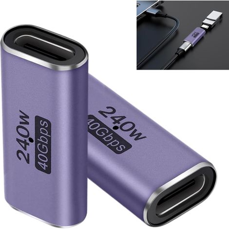 2-teiliger Usb-c-adapter (buchse Auf Buchse), 240 W, 40 Gbit/s Usb-c-koppler, Unterstützt 8k@60hz-videoübertragung, Typ-c-anschluss, Für Iphone/macbook/ipad/thunderbolt 4/3/galaxy