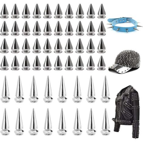 150 Stück Punk-kegelnieten, Metallnieten Mit Spikes, Silberne Punk-kegelnieten (100 Stück 7x10 Mm, 50 Stück 7x20 Mm), Für Gürtel, Kleidung, Schuhe, Armbänder, Hüte, Mäntel