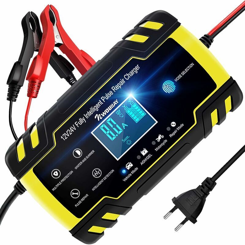 8a 12v/24v Tragbares Smart-ladegerät Mit Lcd-touchscreen Und Mehreren Schutzfunktionen, Gelb