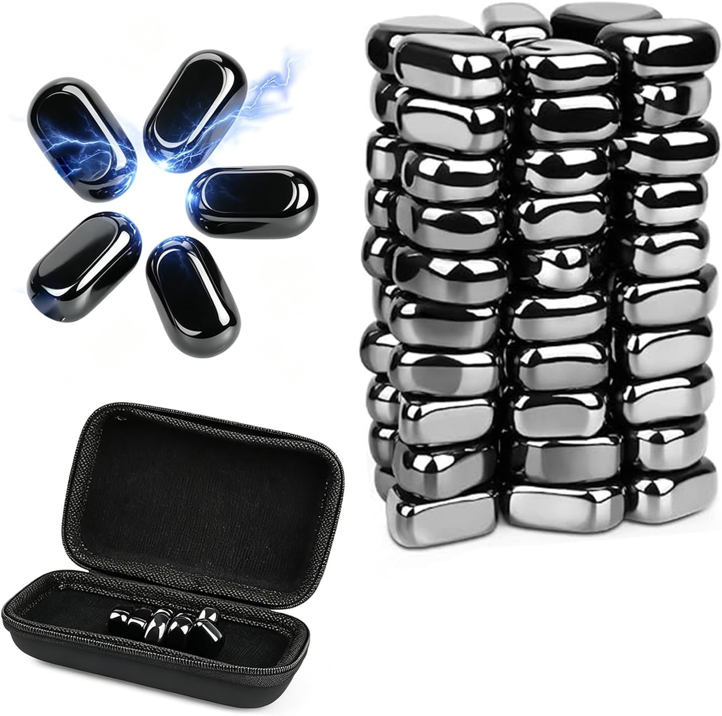 60 Aimants En Hématite Noire De Forme Irrégulière, Jeu De Pierres Magnétiques, Jeu De Manipulation Magnétique, Puzzle Magnétique Original Pour Adultes, Aimants Pour Réfrigérateur, Idéal Pour Le Campin