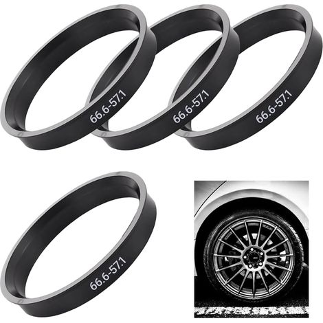 4-teiliger Zentrierring 66,6 Bis 57,1 Mm, Universelle Zentrierringe Aus Kunststoff Für Pkw-räder, Kompatibel Mit Vw, Mercedes-benz, Audi, Radzubehör, Vibrationsdämpfung, Schwarz