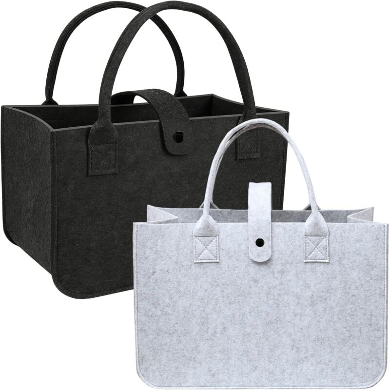 2-teiliges Filztaschen-set, 30 X 20 X 18 Cm, Faltbar, Multifunktional, Ideal Zum Einkaufen, Aufbewahren, Für Picknicks, Brennholz, Spielzeug Und Kleidung, Großes Fassungsvermögen