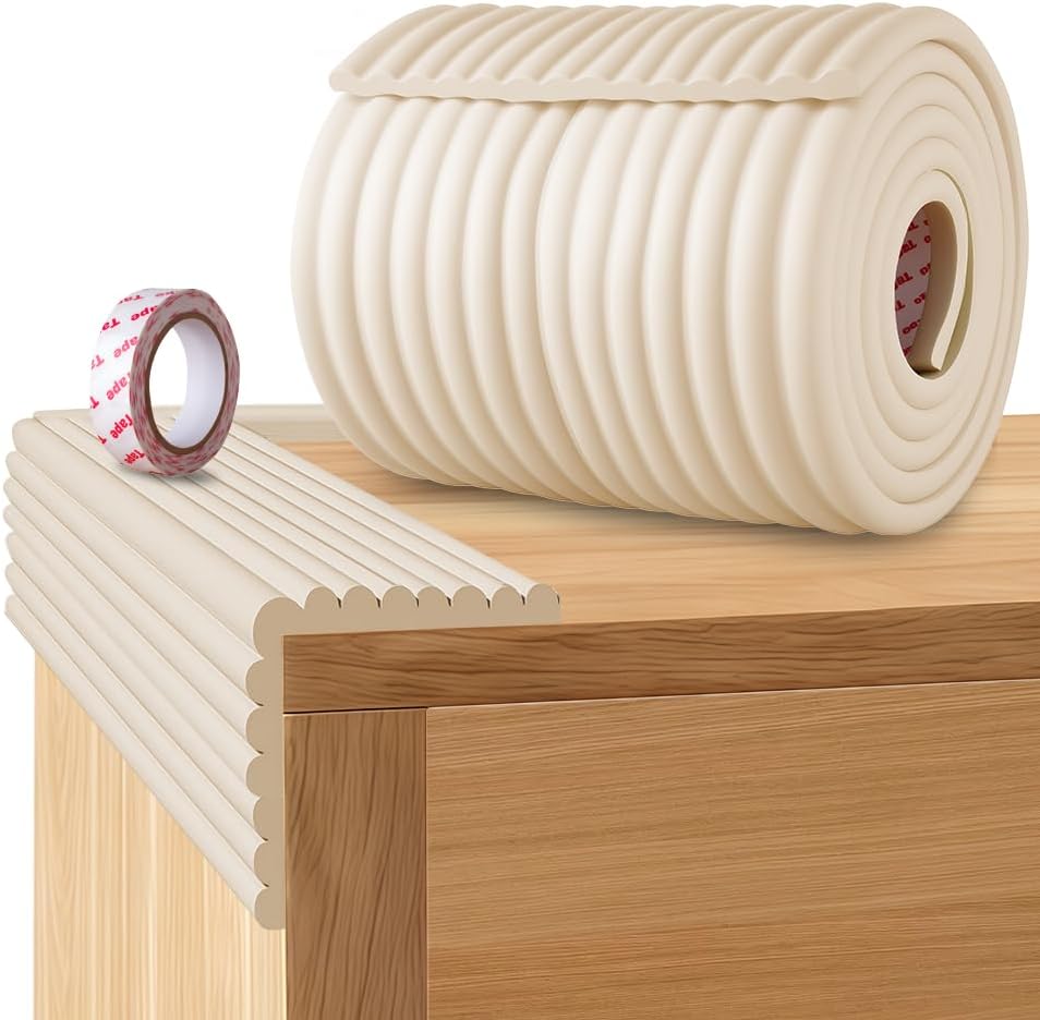 Schaumstoff-sicherheitsstreifen, 2 M X 20 Cm W-förmiger Kantenschutzstreifen, Selbstklebende Schaumstoffstreifen Für Kinder, Für Whiteboards, Stühle, Möbel, Treppen (cremeweiß)