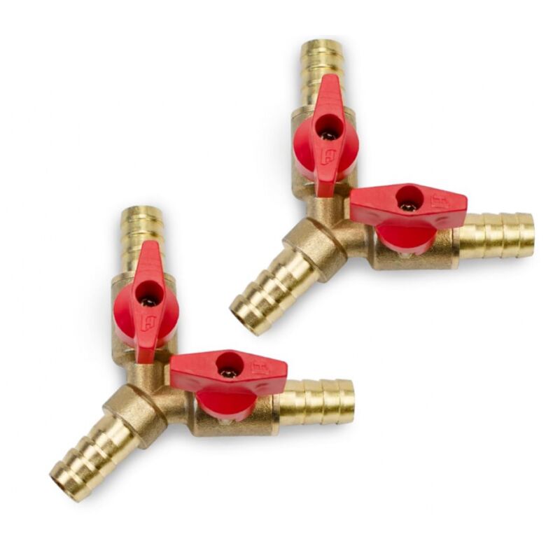 Set Mit 2 3-wege-kugelhähnen Aus Messing, Y-verbinder Mit 2 Schaltern – Für Präzises Absperren.