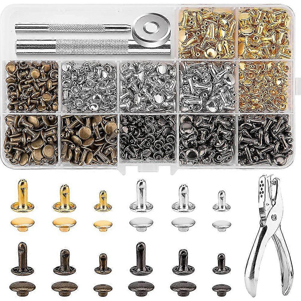 480 Doppelseitige Metallnieten, Runde Nieten, Geeignet Für Diy-lederarbeiten, Taschen, Gürtel, Kleidung Usw.