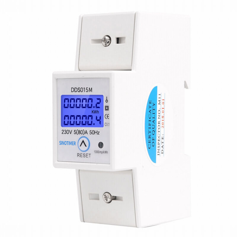Einphasiger 50-hz-lcd-stromzähler, 5–80 A Digital-wattmeter, Din-schienenmontage, Überlastschutz