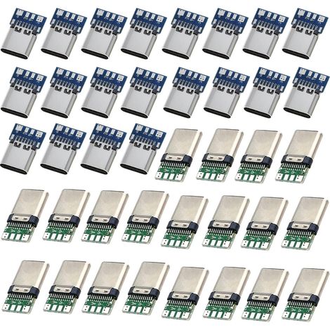 40 Stück Usb-c-steckverbinder Zum Löten, Usb-c-einbausteckverbinder, Usb 3.1 Typ C 24-poliger Stecker/buchse-steckverbinder Zum Löten, Leiterplatten-trägermodul.