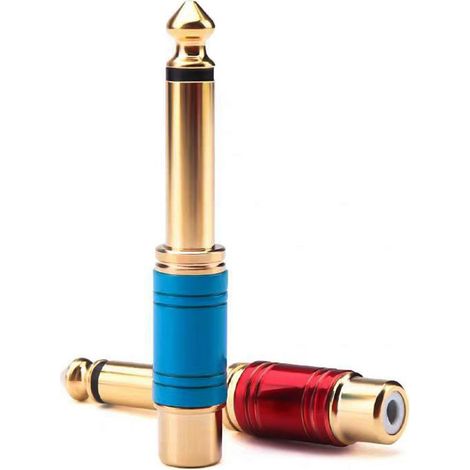 Stück 6,35-mm-mono-ts-stecker Auf Cinch-buchse Audio-adapter, Vergoldet Mit Klinkenstecker