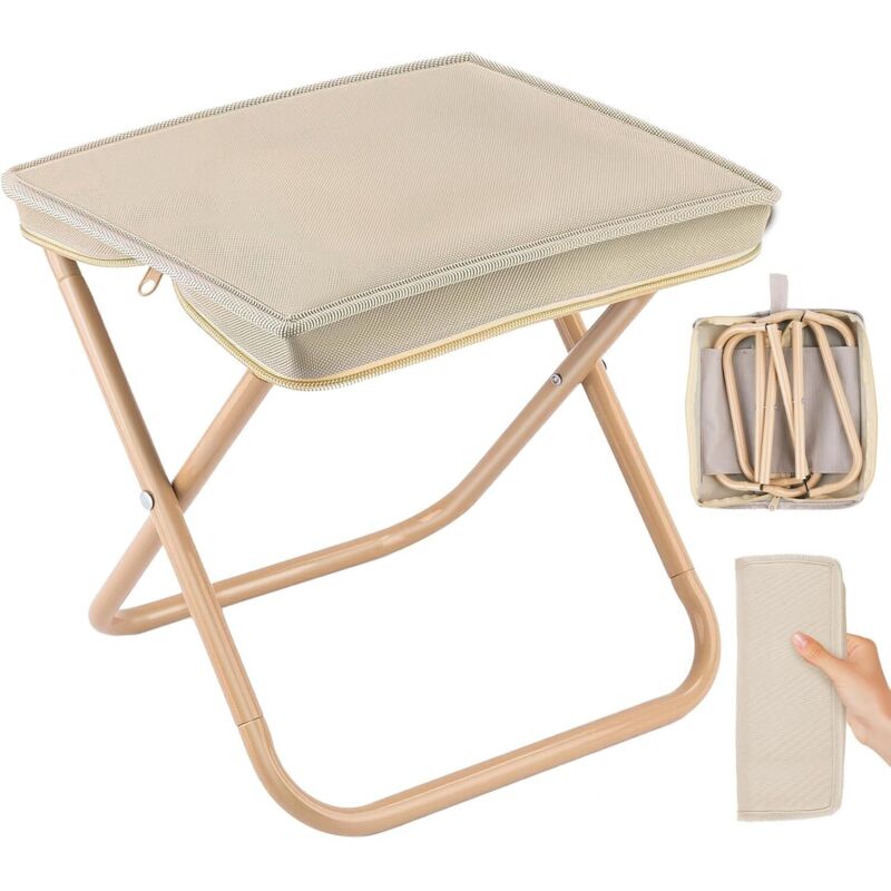 Ultraleichter, Faltbarer Campinghocker Mit Aufbewahrungstasche – Kompakter Sitz Für Reisen, Garten, Angeln, Grillen Und Strand (khaki)