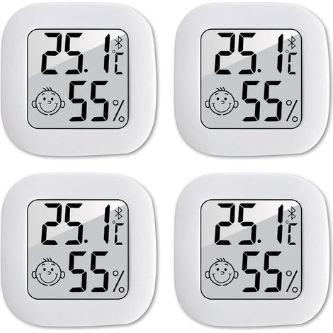 4-teiliges Mini-thermometer-hygrometer-set Mit Hoher Präzision, Tragbarer Temperatur- Und Feuchtigkeitsmesser Von -50 °c Bis 70 °c Für Umkleideraum/lager/babyzimmer/wohnzimmer