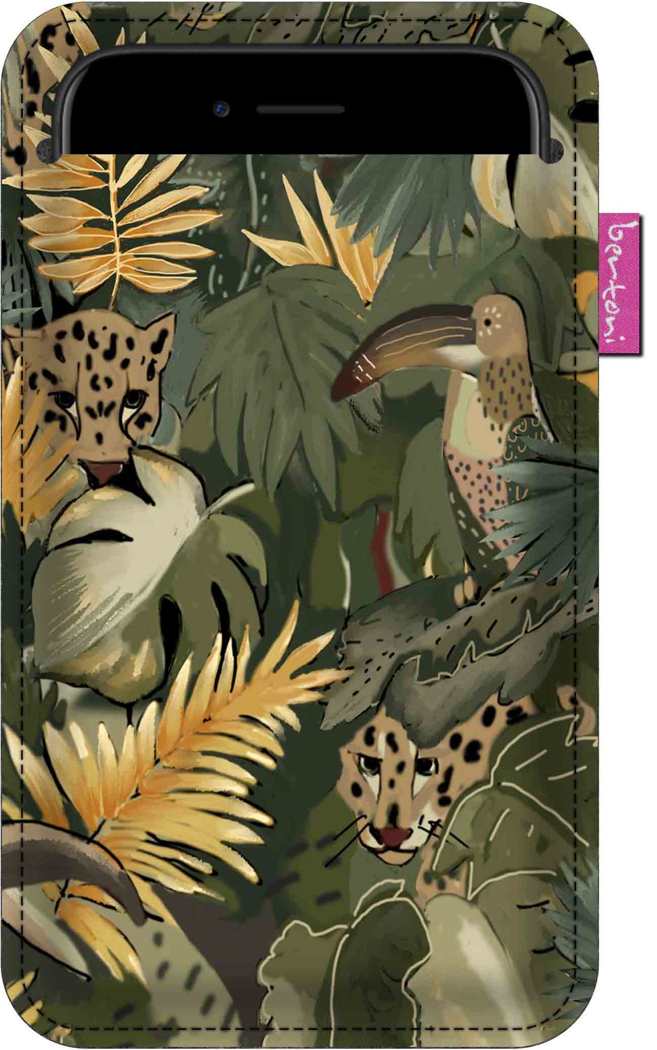 Smartphone-hülle, Amazonas-muster – Ökologischer Filz, 105 X 175 Mm, Anthrazitfarben, Strapazierfähiger Druck, Schützt Ihr Handy, Waschbar Bei 40 °c, Bertoni