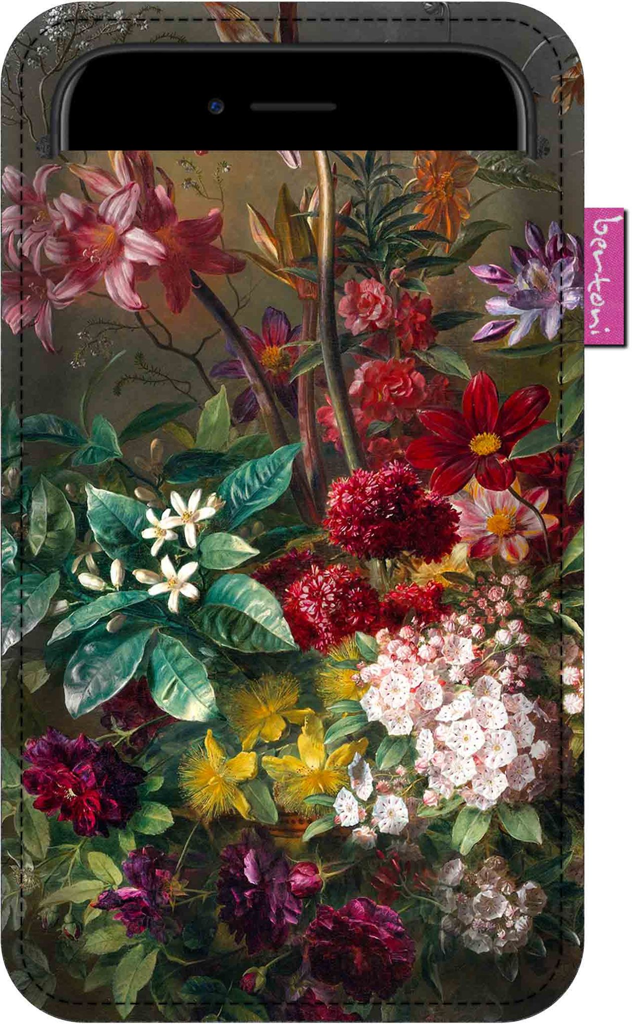 Smartphone-hülle, Bouquet-muster – Umweltfreundlicher Filz, 105 X 175 Mm, Anthrazitfarben, Strapazierfähiger Druck, Schützt Ihr Handy, Waschbar Bei 40 °c, Bertoni