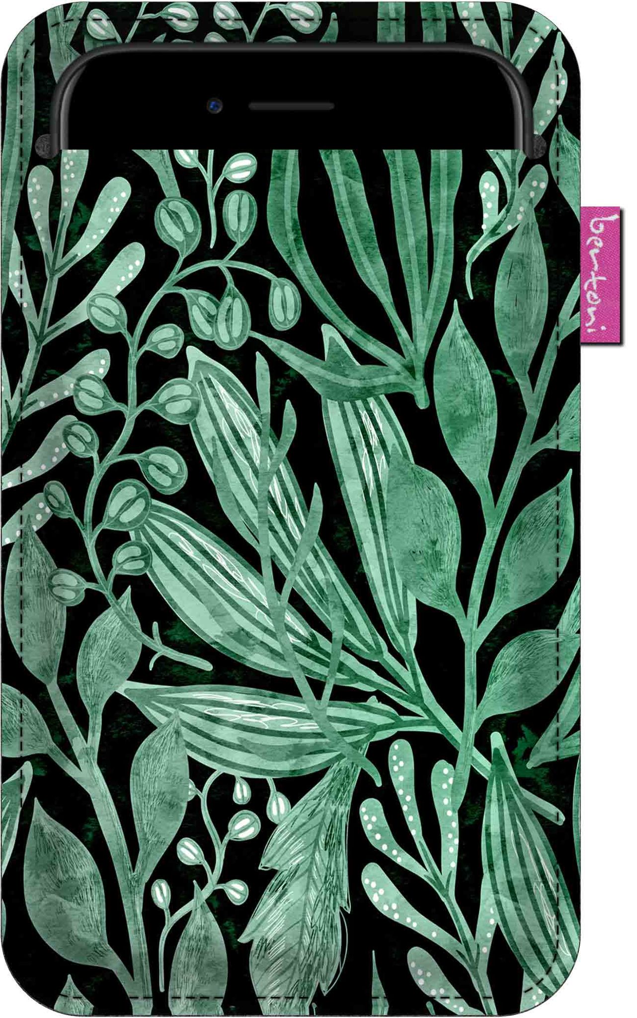 Smartphone-hülle, Muster „grüne Nacht“ – Ökologischer Filz, 105 X 175 Mm, Anthrazitfarben, Strapazierfähiger Druck, Schützt Ihr Handy, Waschbar Bei 40 °c, Bertoni