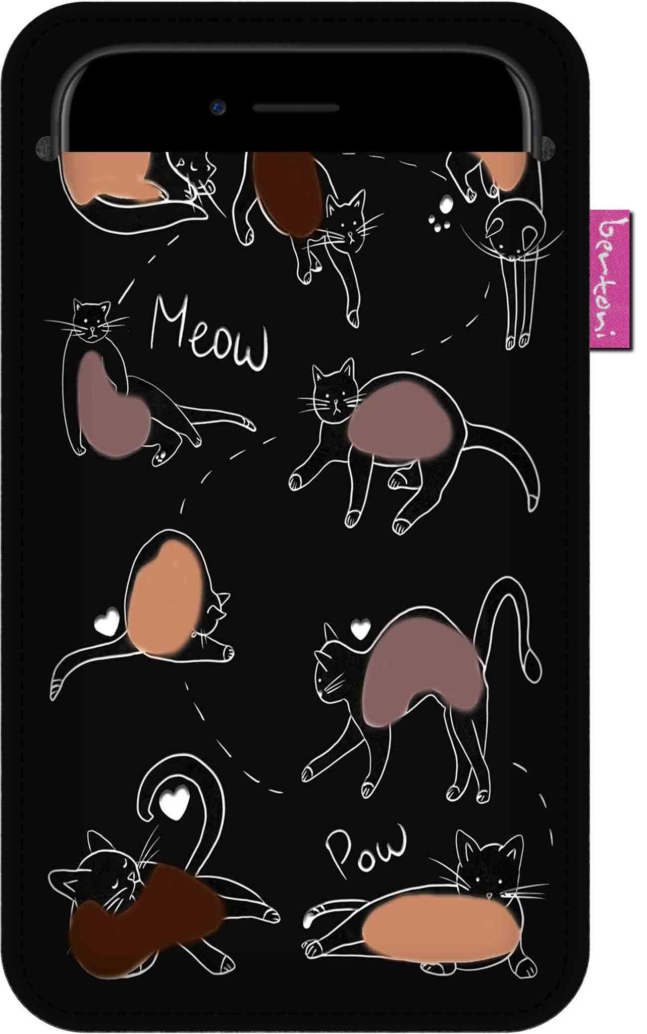 Smartphone-hülle Mit Katzenmotiv – Umweltfreundlicher Filz, 105 X 195 Mm, Anthrazitfarben, Strapazierfähiger Druck, Schützt Ihr Handy, Waschbar Bei 40 °c, Bertoni