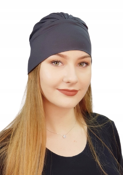 Jasmina Turban Anthrazit Rüschenhut Ohne Muster Auch Nach Chemotherapie