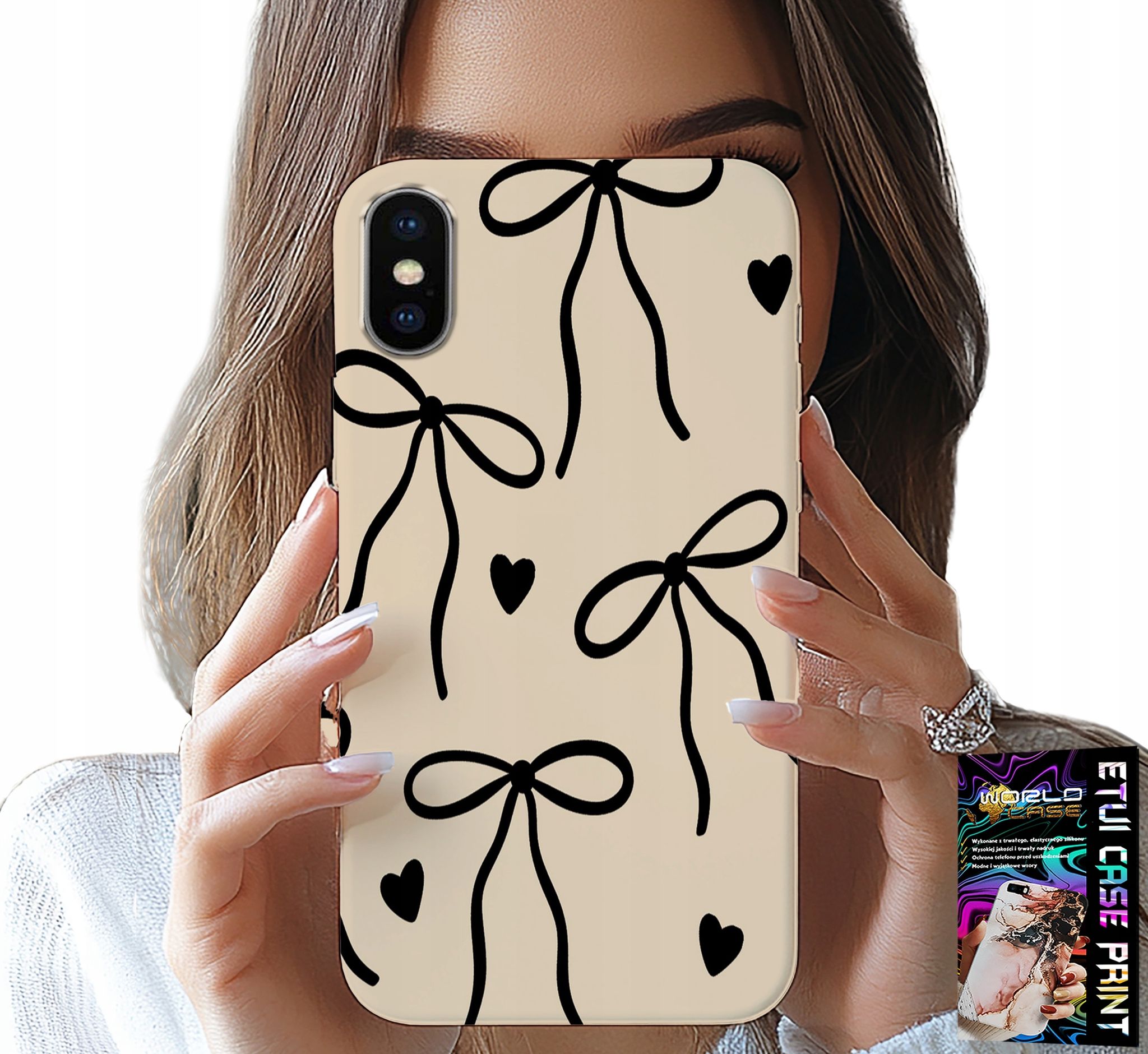 Hülle Für Iphone X / Xs – Beige Schleifenband Mit Modischen Mustern