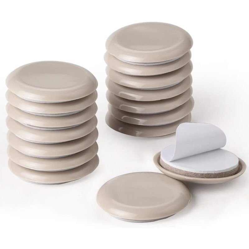 Möbelgleiter, 16 Stück, Selbstklebende, Runde 54-mm-möbelgleiter Als Bodenschutz (beige)