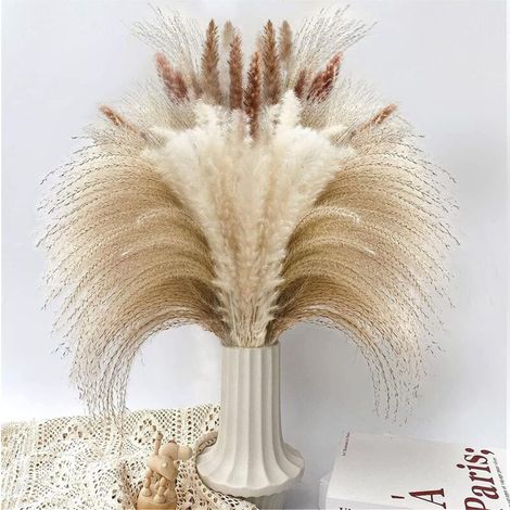 Dekoration Aus Getrocknetem Pampasgras, 90 Stück Pampasgras Mit Getrockneten Blüten, Schilfstrauß Für Eine Tischdekoration Im Boho-stil Bei Einer Hochzeit