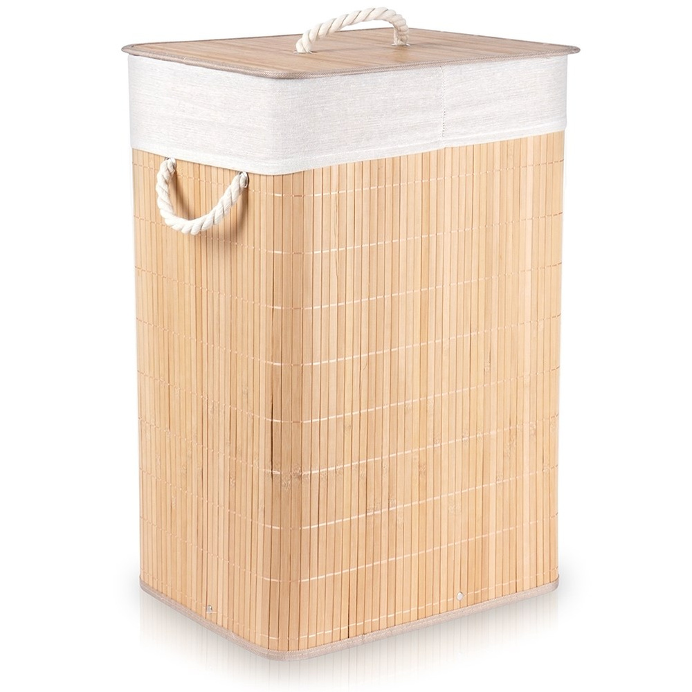 Wäschekorb Für Badezimmer, Kleidung, Unterwäsche, Bambus, Holz, 70 L