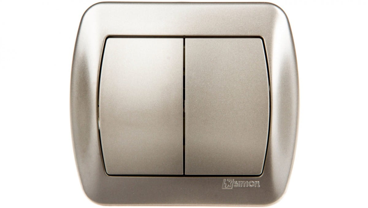 Simon Akord Doppel-treppenschalter, Satiniertes Metallic Aw6/2/29
