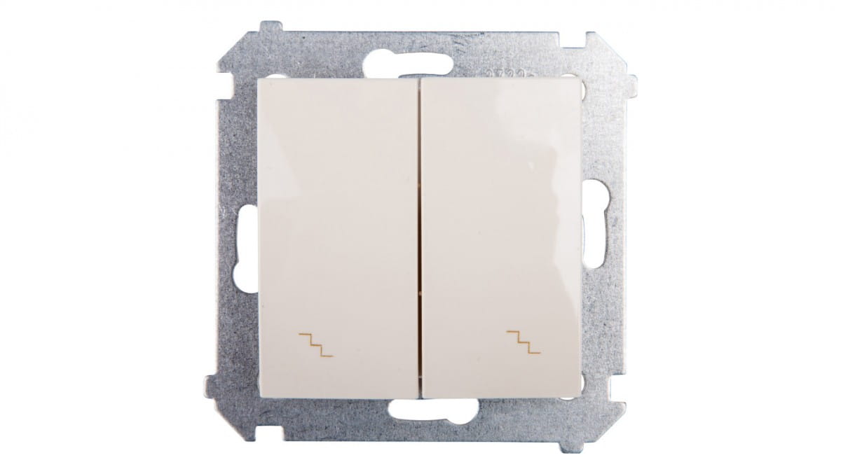 Simon 54 Doppeltreppenschalter Mit Beleuchtung, Cremefarben Dw6/2l.01/41