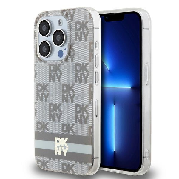 Dkny Dkhmp15xhcptse Iphone 15 Pro Max 6,7" Beige/beige Hartschalen-schutzhülle Mit Iml-karomuster Und Bedruckten Streifen, Magsafe