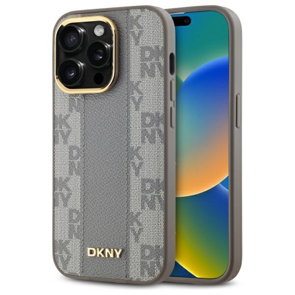 Dkny Dkhmp14lpcpvsle Iphone 14 Pro 6,1" Beige/beige Hartschalen-lederhülle Mit Karomuster Und Magsafe-anschluss