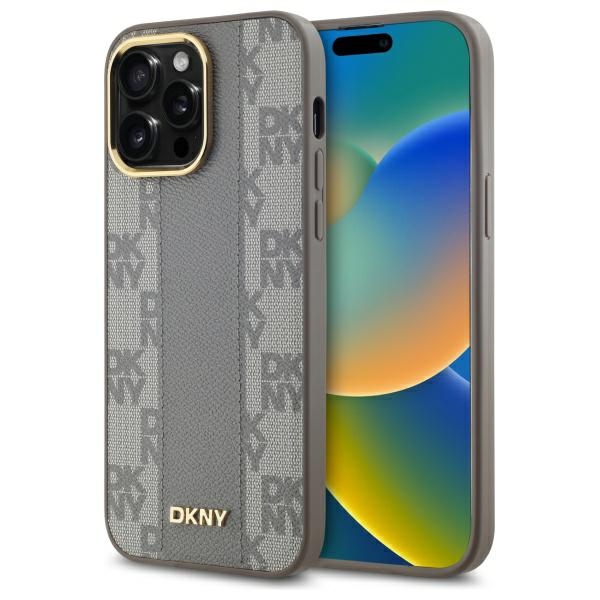 Dkny Dkhmp14xpcpvsle Iphone 14 Pro Max 6,7" Beige/beige Hartschalen-lederhülle Mit Karomuster Und Magsafe-anschluss