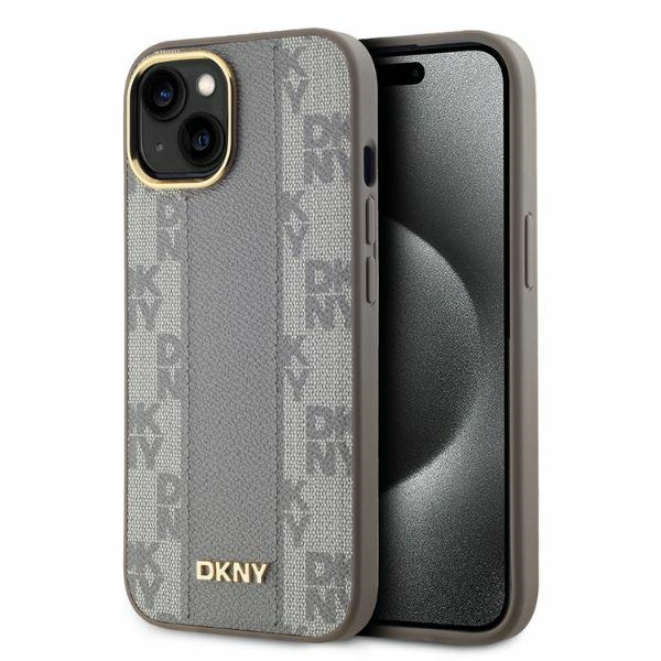 Dkny Dkhmp14spcpvsle Iphone 146,1" Beige/beige Hartschalen-lederhülle Mit Karomuster Und Magsafe-anschluss