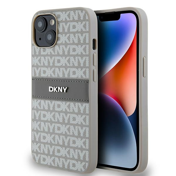Dkny Dkhcp14sprthsle Iphone 14 / 15 / 136,1" Beiges Hardcase Leder Mono Stripe & Metal Logo