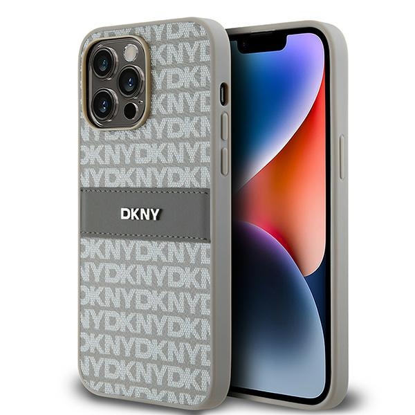 Dkny Dkhcp14lprthsle Iphone 14 Pro 6,1" Beige Hardcase Leder Mono Stripe & Metal Logo