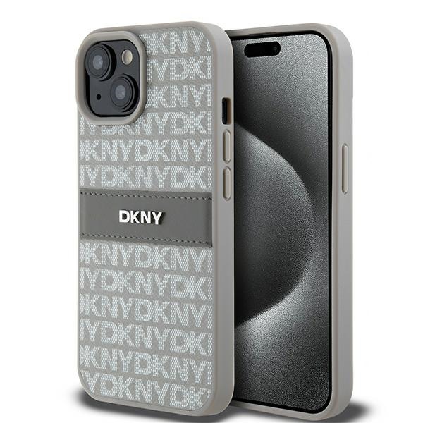 Dkny Dkhcp15mprthsle Iphone 15 Plus /14 Plus 6,7" Beige Hardcase Leder Mono Stripe & Metal Logo