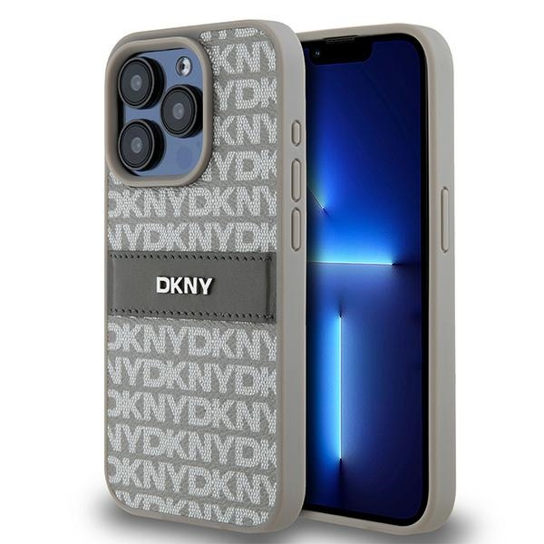 Dkny Dkhcp15lprthsle Iphone 15 Pro 6,1" Beige Hardcase Leder Mono Stripe & Metal Logo