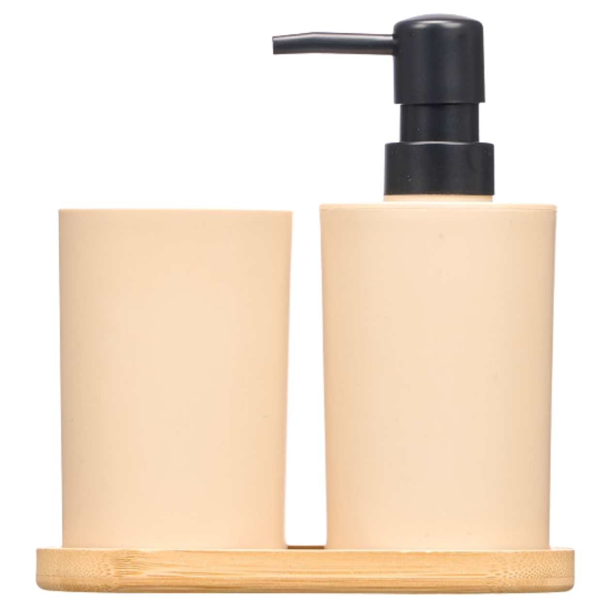 Badezimmer-set Auf Einem Bambustablett, Beige