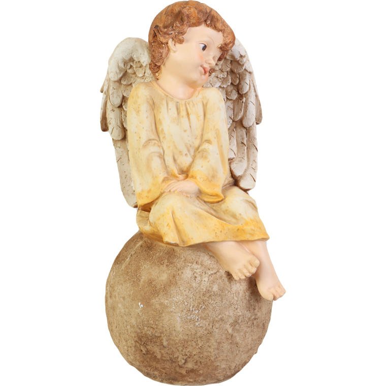 Schutzengel Auf Einer Kugel – Dekorative Figur In Creme, 47 Cm, Wetterfest