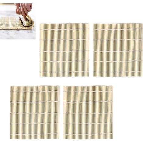 Sushi-matte, Sushi-rollenmatte Aus Natürlichem Bambus, Wiederverwendbares Sushi-tablett Aus Bambus, Abwaschbare Sushi-matte, Sushi-zubereitungszubehör, Bambus-sushi-matte 24 X 24 Cm, 4-teilig