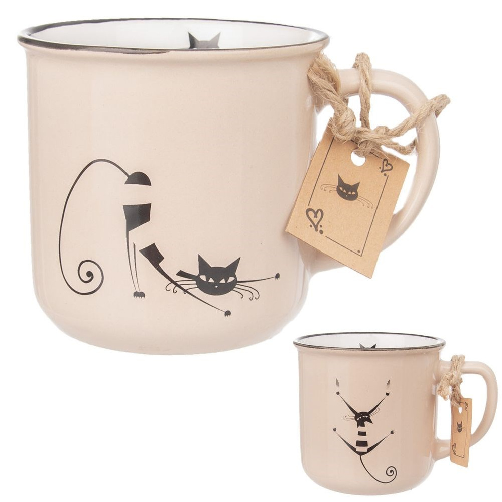 Keramikbecher Mit Katzenmotiv Und Henkel Zum Trinken Von Kaffee, Tee, Kräutern Und Anderen Getränken