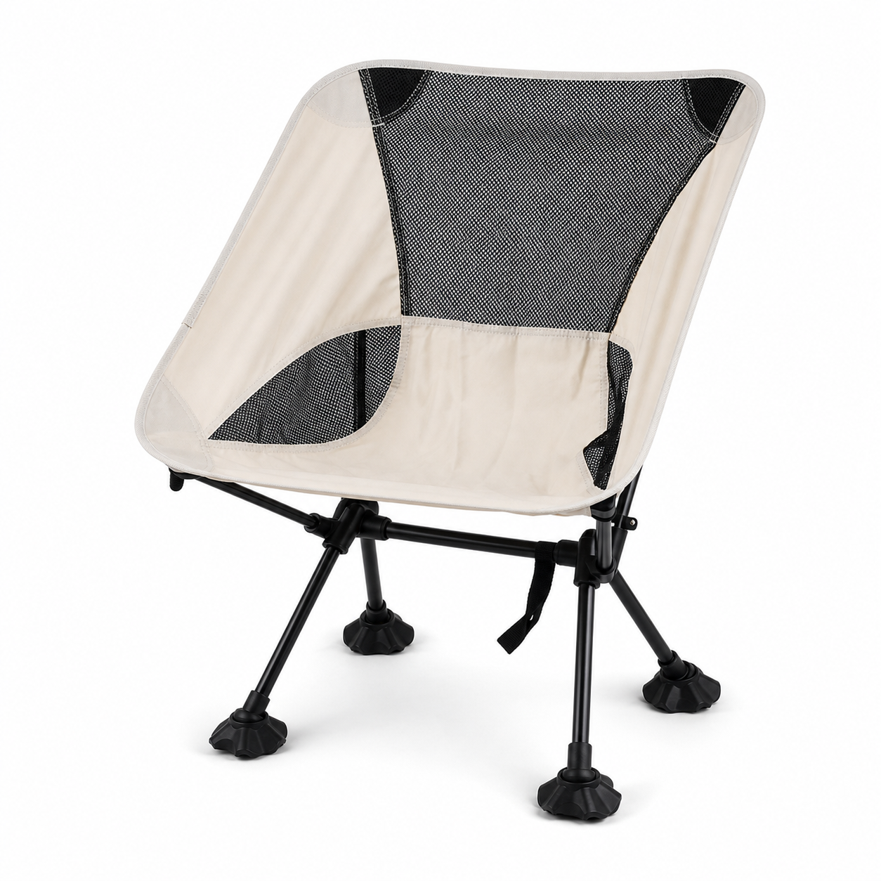 Klappbarer Outdoor-mondstuhl Mit Großen Einsinkschutzfüßen, Gebrochenes Weiß, Kompaktes Format