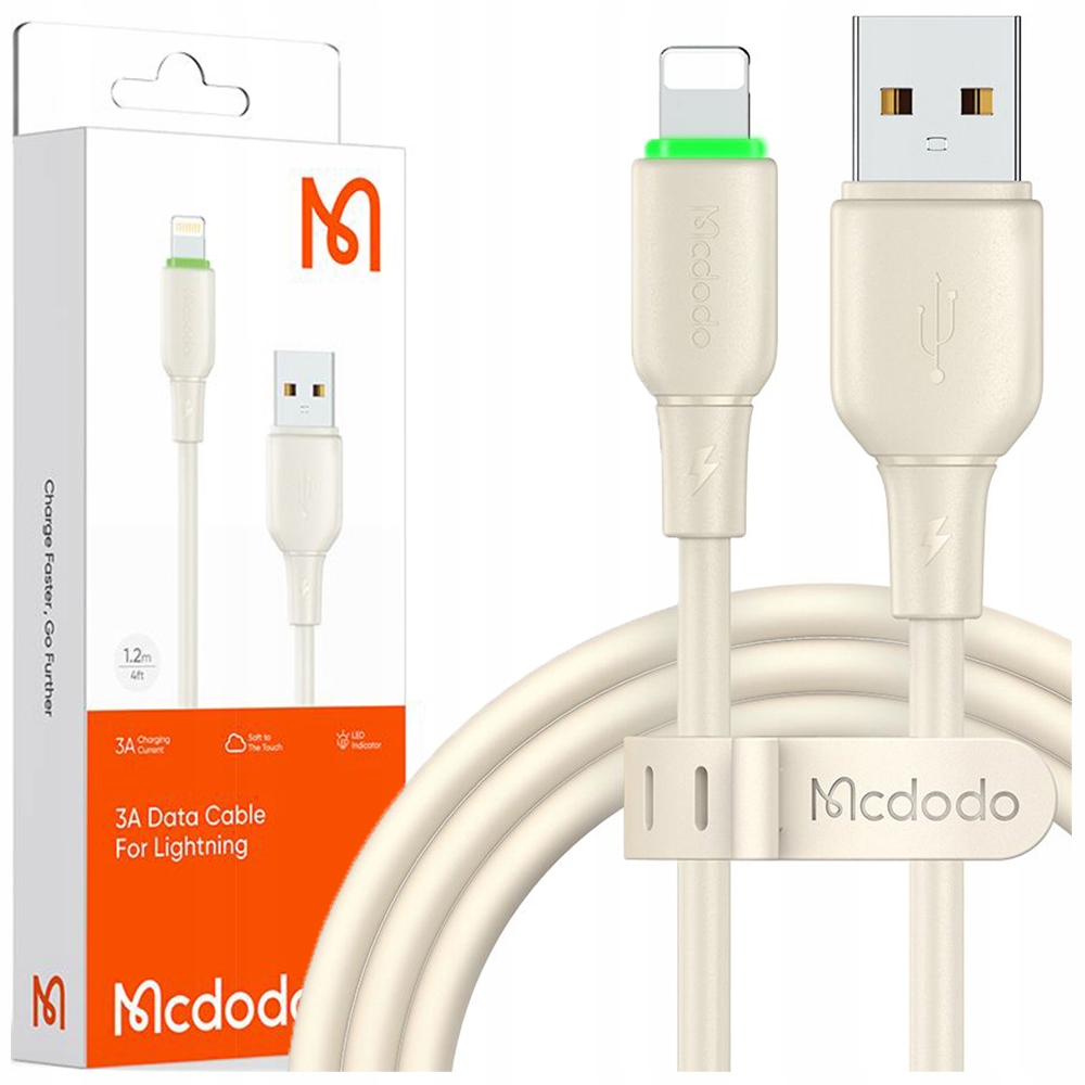 Mcdodo Usb-lightning-ladekabel Mit Schnellladefunktion Für Iphone, 1 M, Led, Beige
