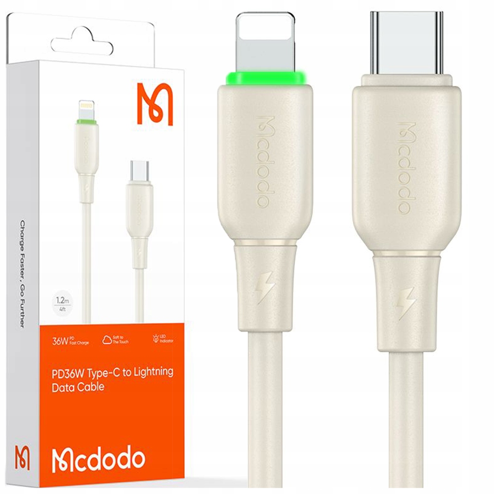 Mcdodo Ladekabel Usb-c Blitzschnellladung Für Iphone 1 M Led Beige