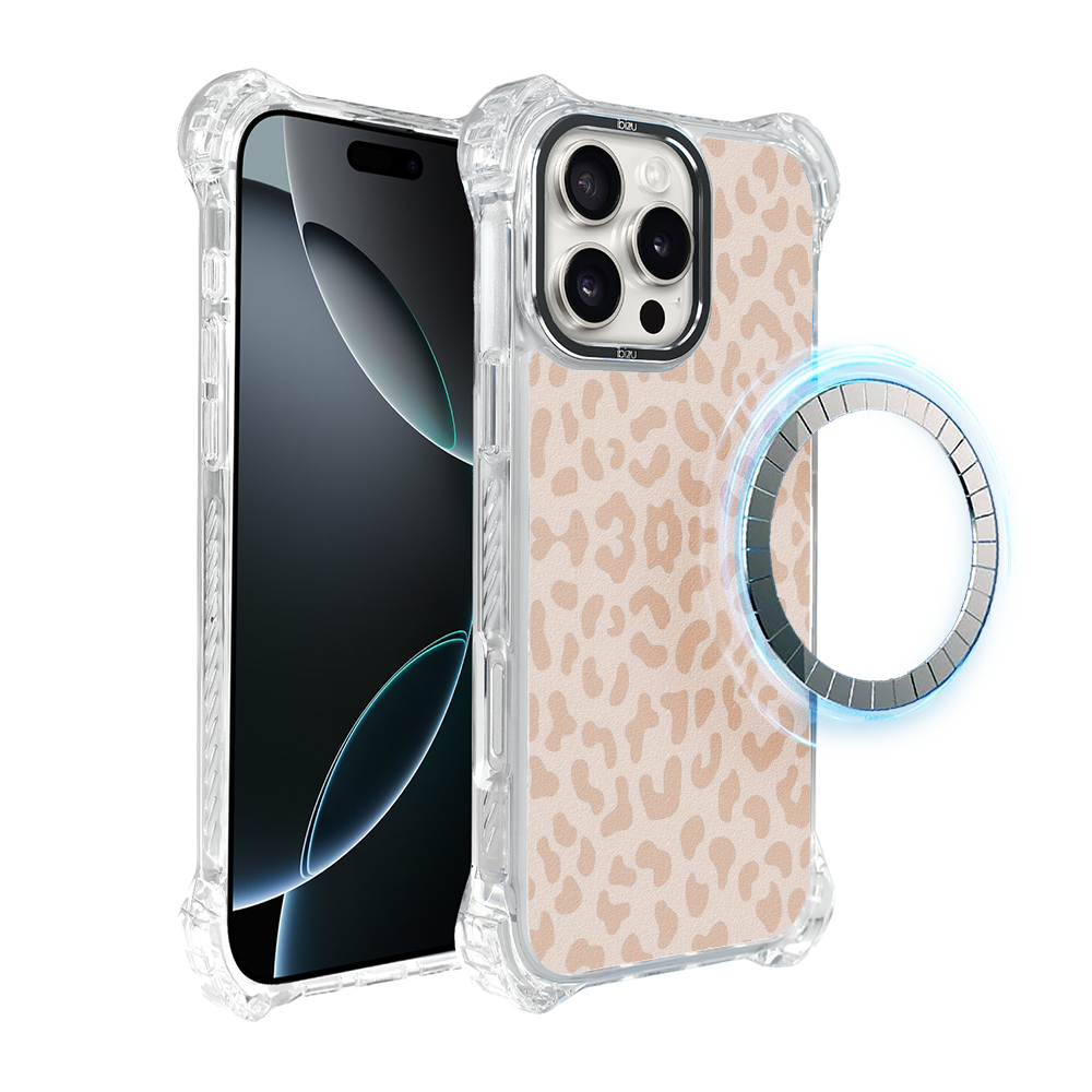 Hülle Für Iphone 16 Pro Ibizu Dropguard Ultra Mit Magsafe, Boho-design, Zartes Leopardenmuster