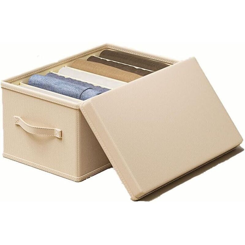 Kleiderorganizer, Schrankorganizer Und Große Aufbewahrungsmöglichkeiten Mit 9 Fächern, Aufbewahrungsboxen Für Jeans Mit Griffen Und Deckel, Faltbare Schubladeneinsätze Für Pullover Usw.