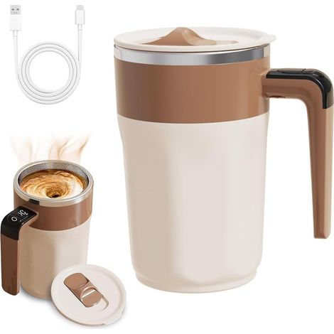 400-ml-kaffeebecher Mit Deckel, Automatischem Magnetrührer Und Lcd-temperaturanzeige, Elektrischer Rührbecher Für Kaffee, Milch, Tee Und Heiße Schokolade