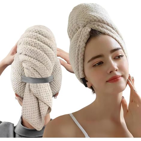 Großes Mikrofaser-haartuch, Schnelltrocknend Und Super Saugfähig, Damen-haartuch Mit Elastischem Band, Weicher, Breiter Anti-frizz-haartuch,