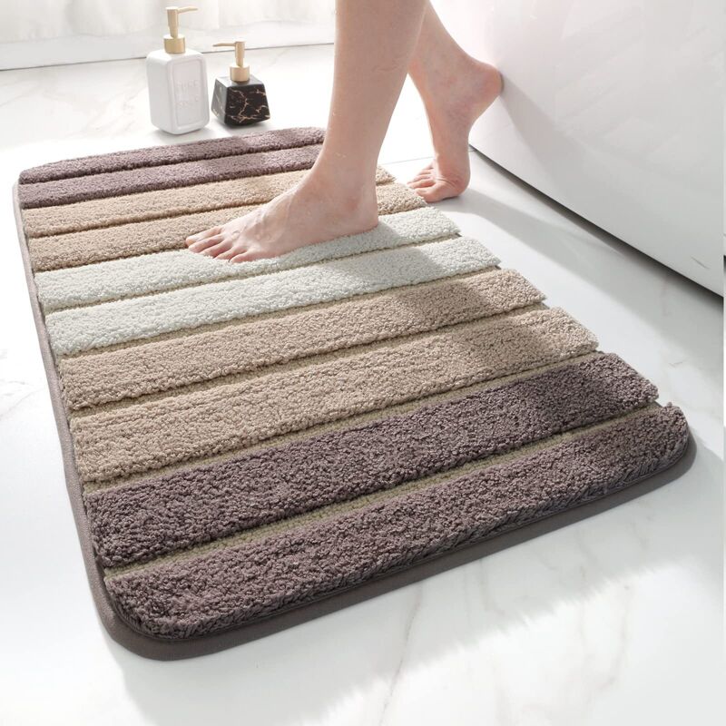 Badematte, 40 X 60 Cm, Super Wasserabsorbierende, Rutschfeste Badezimmermatte, Maschinenwaschbar, Saugfähige Mikrofaser-badezimmer-bodenmatte, Beige