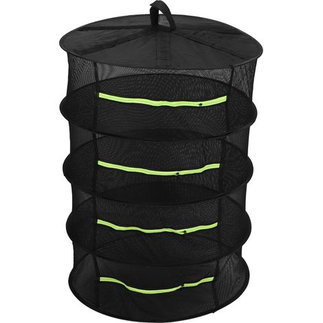 4-lagiges Kräutertrockengestell Mit Reißverschlüssen, Faltbar, Zum Aufhängen, Trockennetz Für Medizinprodukte, Schwarz, 60 Cm