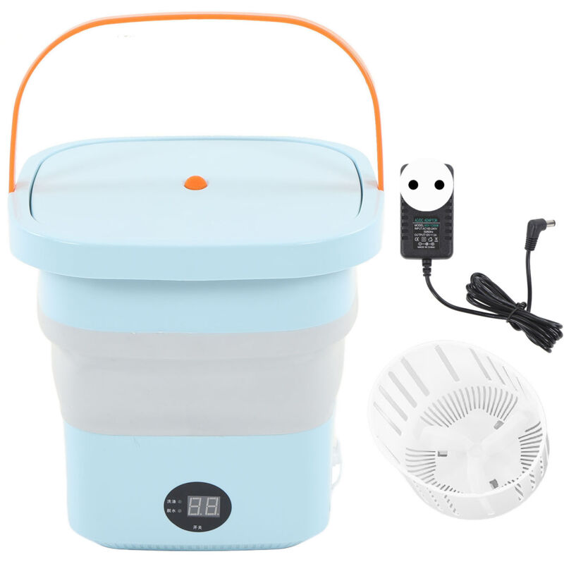 Tragbare Waschmaschine, Mini-eimerwaschmaschine 6l, Automatische, Faltbare Waschmaschine Mit Lcd-bildschirm Für Reisen, Apartments, Wohnmobile, 100–240 V, Blauer Eu-stecker