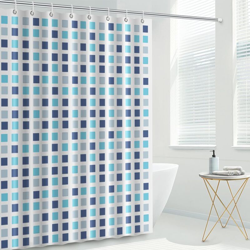Duschvorhang Mit Haken, 72 X 72 Zoll Strapazierfähiger, Wasserdichter Duschvorhang, Schimmelresistent, Mit Rostfreien Metallringen Und 12 Kunststoffhaken, Duschvorhang-einlage, Blau