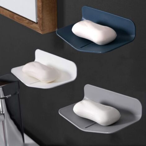 3-teiliger Seifenhalter Mit Saugnapf Für Die Dusche, Kein Bohren Erforderlich, Ablaufende Seifenschale Für Bad Und Küche, Selbstklebender Seifenhalter Zur Wandmontage (weiß, Blau, Grau, 5,58 X 114,5 C